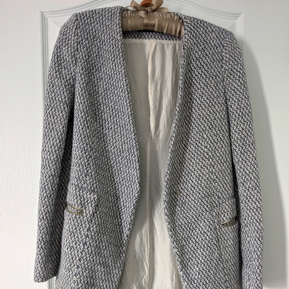 Zara Women's Navy and White Frock Coat